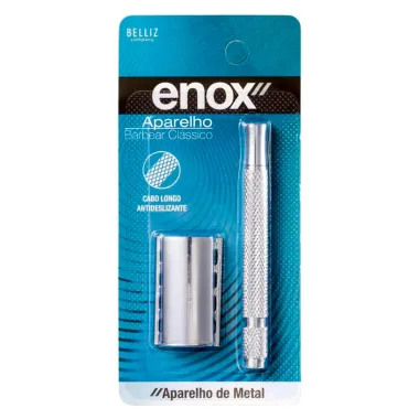Aparelho de Metal para Barbear Enox Cl&aacute;ssico Cabo Longo Antideslizante 1 Unidade
