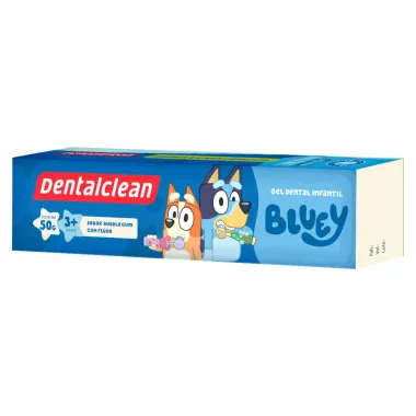 Gel Dental Dentalclean Bluey com Fl&uacute;or 3+ Anos Sabor Bubble Gum 50g
