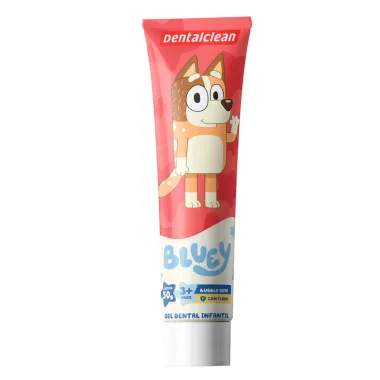 Gel Dental Dentalclean Bluey com Fl&uacute;or 3+ Anos Sabor Bubble Gum 50g