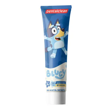 Gel Dental Dentalclean Bluey com Fl&uacute;or 3+ Anos Sabor Bubble Gum 50g