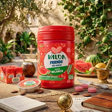 Pastilhas Valda Friends Sabor Melancia Sem A&ccedil;&uacute;car Sensa&ccedil;&atilde;o Refrescante 50g