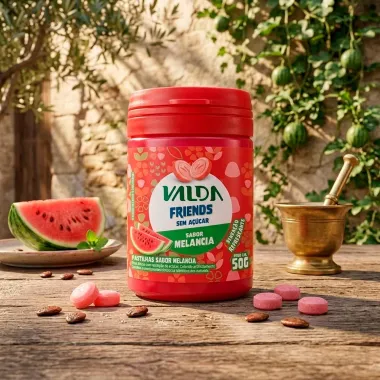 Pastilhas Valda Friends Sabor Melancia Sem A&ccedil;&uacute;car Sensa&ccedil;&atilde;o Refrescante 50g