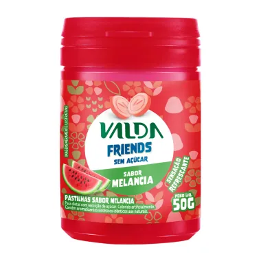 Pastilhas Valda Friends Sabor Melancia Sem A&ccedil;&uacute;car Sensa&ccedil;&atilde;o Refrescante 50g