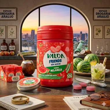 Pastilhas Valda Friends Sabor Melancia Sem A&ccedil;&uacute;car Sensa&ccedil;&atilde;o Refrescante 50g