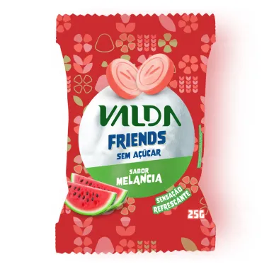 Pastilhas Valda Friends Sabor Melancia Sem A&ccedil;&uacute;car Sensa&ccedil;&atilde;o Refrescante 25g