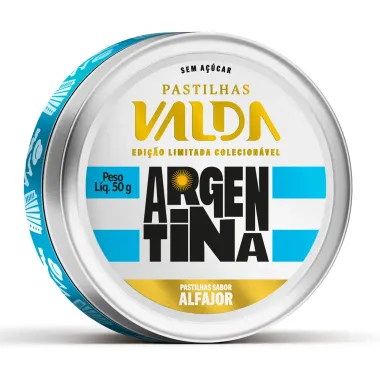 Pastilhas Valda Argentina Sabor Alfajor Sem A&ccedil;&uacute;car Edi&ccedil;&atilde;o Limitada Colecion&aacute;vel 50g
