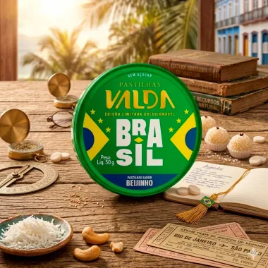 Pastilhas Valda Brasil Sabor Beijinho Sem A&ccedil;&uacute;car Edi&ccedil;&atilde;o Limitada Colecion&aacute;vel 50g