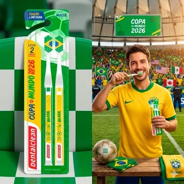 Escova de Dente Dentalclean Copa do Mundo 2026 Macia Sortidas 2 Unidades