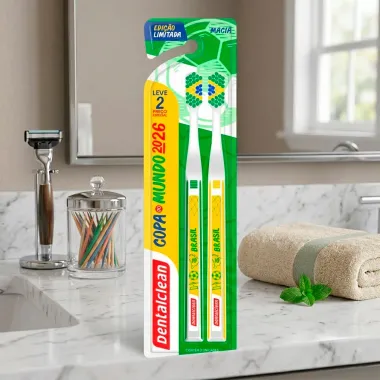 Escova de Dente Dentalclean Copa do Mundo 2026 Macia Sortidas 2 Unidades