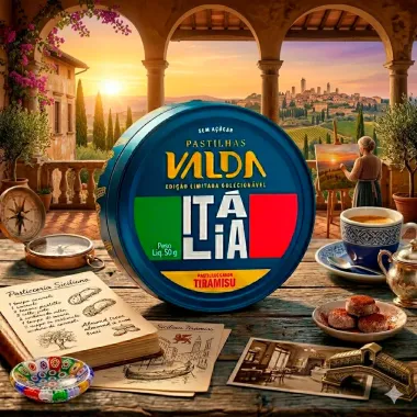 Pastilhas Valda It&aacute;lia Sabor Tiramisu Sem A&ccedil;&uacute;car Edi&ccedil;&atilde;o Limitada Colecion&aacute;vel 50g
