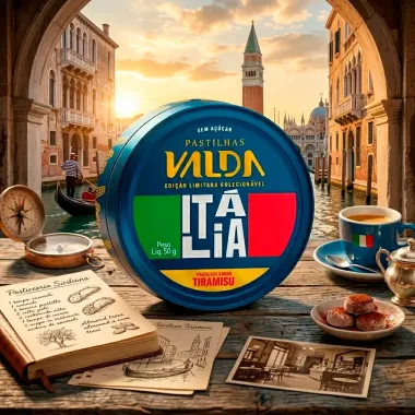 Pastilhas Valda It&aacute;lia Sabor Tiramisu Sem A&ccedil;&uacute;car Edi&ccedil;&atilde;o Limitada Colecion&aacute;vel 50g