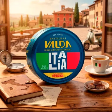 Pastilhas Valda It&aacute;lia Sabor Tiramisu Sem A&ccedil;&uacute;car Edi&ccedil;&atilde;o Limitada Colecion&aacute;vel 50g