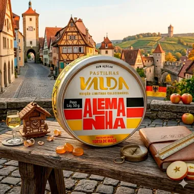 Pastilhas Valda Alemanha Sabor Torta de Ma&ccedil;&atilde; Sem A&ccedil;&uacute;car Edi&ccedil;&atilde;o Limitada Colecion&aacute;vel 50g