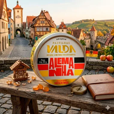 Pastilhas Valda Alemanha Sabor Torta de Ma&ccedil;&atilde; Sem A&ccedil;&uacute;car Edi&ccedil;&atilde;o Limitada Colecion&aacute;vel 50g