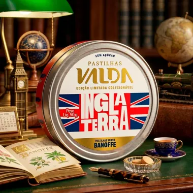 Pastilhas Valda Inglaterra Sabor Banoffe Sem A&ccedil;&uacute;car Edi&ccedil;&atilde;o Limitada Colecion&aacute;vel 50g