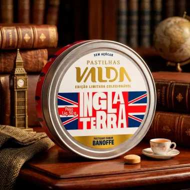 Pastilhas Valda Inglaterra Sabor Banoffe Sem A&ccedil;&uacute;car Edi&ccedil;&atilde;o Limitada Colecion&aacute;vel 50g