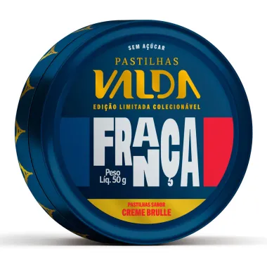 Pastilhas Valda Fran&ccedil;a Sabor Creme Brulee Sem A&ccedil;&uacute;car Edi&ccedil;&atilde;o Limitada Colecion&aacute;vel 50g