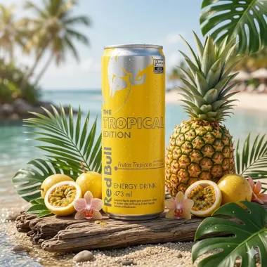 Energ&eacute;tico Red Bull The Tropical Edition Frutas Tropicais 473ml