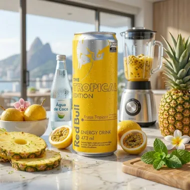 Energ&eacute;tico Red Bull The Tropical Edition Frutas Tropicais 473ml