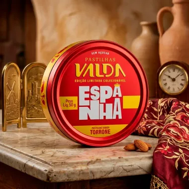 Pastilhas Valda Espanha Sabor Torrone Sem A&ccedil;&uacute;car Edi&ccedil;&atilde;o Limitada Colecion&aacute;vel 50g