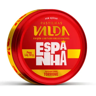 Pastilhas Valda Espanha Sabor Torrone Sem A&ccedil;&uacute;car Edi&ccedil;&atilde;o Limitada Colecion&aacute;vel 50g