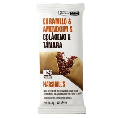 Barra de Fruta Marshall's Caramelo Amendoim Col&aacute;geno e Tamara 9,2g Prote&iacute;na 35g