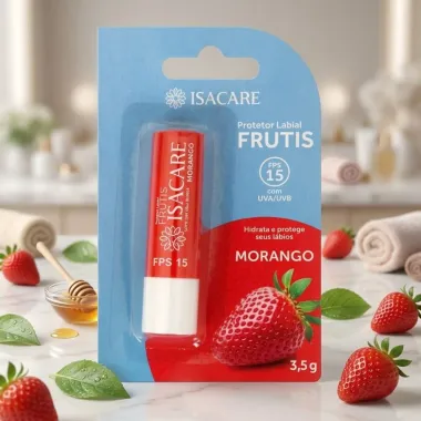 Protetor Labial Frutis Isacare Morango Fps15 3,5g