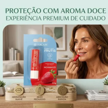 Protetor Labial Frutis Isacare Morango Fps15 3,5g