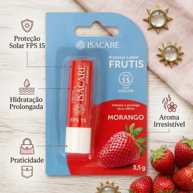 Protetor Labial Frutis Isacare Morango Fps15 3,5g