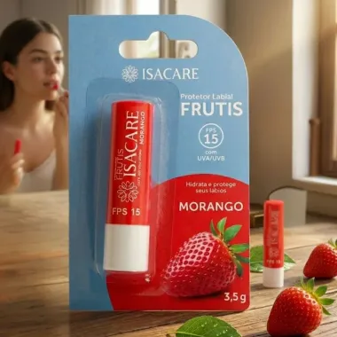Protetor Labial Frutis Isacare Morango Fps15 3,5g