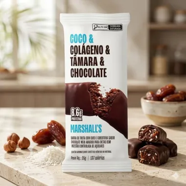 Barra De Fruta Marshalls  Coco e Col&aacute;geno Tamara e Chocolate 8,6g Prote&iacute;na 35g