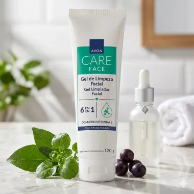 Gel de Limpeza Facial Avon Care Face 6 em 1 com Vitamina E Todos os Tipos de Pele 120g