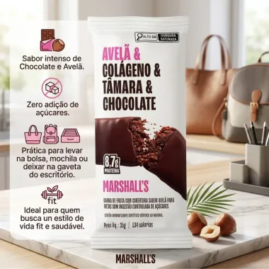 Barra de Fruta Marshall's Avel&atilde; Col&aacute;geno Tamara e Chocolate com 8,7g Prote&iacute;na 35g