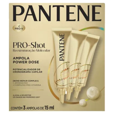 Ampola Tratamento Pantene Pro Shot Reestrutura&ccedil;&atilde;o Molecular com 3 Unidades de 15ml cada
