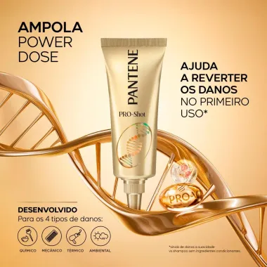 Ampola Tratamento Pantene Pro Shot Reestrutura&ccedil;&atilde;o Molecular com 3 Unidades de 15ml cada