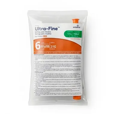 Seringa para Insulina Ultra Fine 100UI 6mm 31G Est&eacute;reis 1ml com 10 Unidades