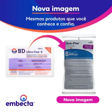Seringa para Insulina Ultra Fine 30UI 8mm 30G Est&eacute;reis 0,3ml com 10 Unidades