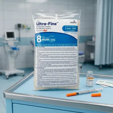 Seringa para Insulina Ultra Fine 50UI 8mm 30G Est&eacute;reis 0,5ml com 10 Unidades