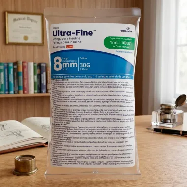 Seringa para Insulina Ultra Fine 100UI 8mm 30G Est&eacute;reis 1ml com 10 Unidades
