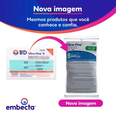 Seringa para Insulina Ultra Fine 100UI 8mm 30G Est&eacute;reis 1ml com 10 Unidades