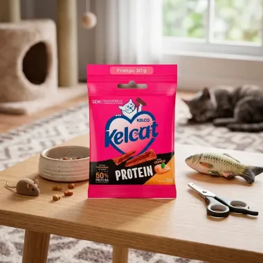 Petisco para Gatos Kelcat Protein Sabor Frango 30g