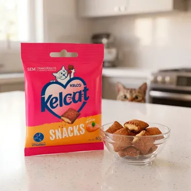 Petisco para Gatos Kelcat Snacks Sabor Frango Sem Transg&ecirc;nicos 40g