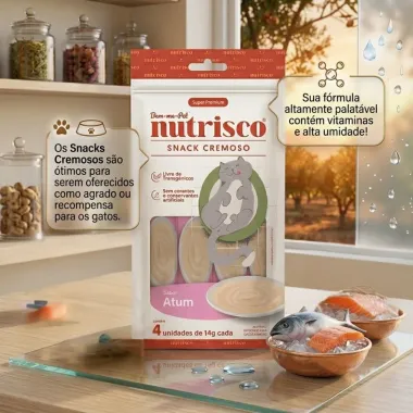 Snack Cremoso Nutrisco Sabor Atum e Salm&atilde;o com 4 Unidades de 14g cada