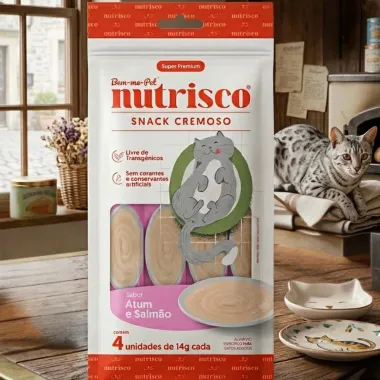 Snack Cremoso Nutrisco Sabor Atum e Salm&atilde;o com 4 Unidades de 14g cada