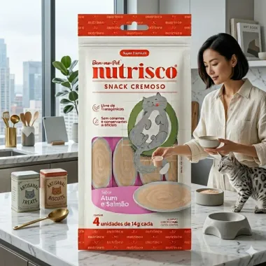 Snack Cremoso Nutrisco Sabor Atum e Salm&atilde;o com 4 Unidades de 14g cada