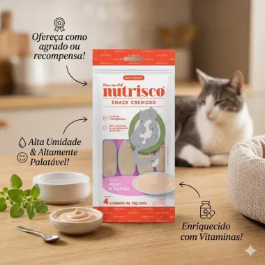 Snack Cremoso Nutrisco Sabor Atum e Salm&atilde;o com 4 Unidades de 14g cada