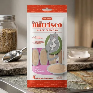Snack Cremoso Nutrisco Sabor Atum e Salm&atilde;o com 4 Unidades de 14g cada