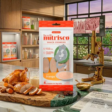 Snack Cremoso Nutrisco Bem Me Pet para Gatos Super Premium Sabor Frango 4 Unidades de 14g cada