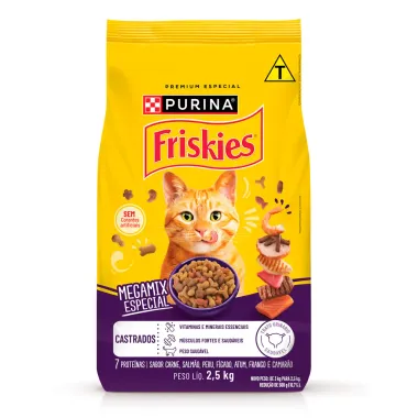 Ra&ccedil;&atilde;o para Gatos Friskies Castrados Megamix Especial 2,5kg
