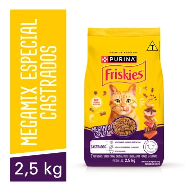 Ra&ccedil;&atilde;o para Gatos Friskies Castrados Megamix Especial 2,5kg